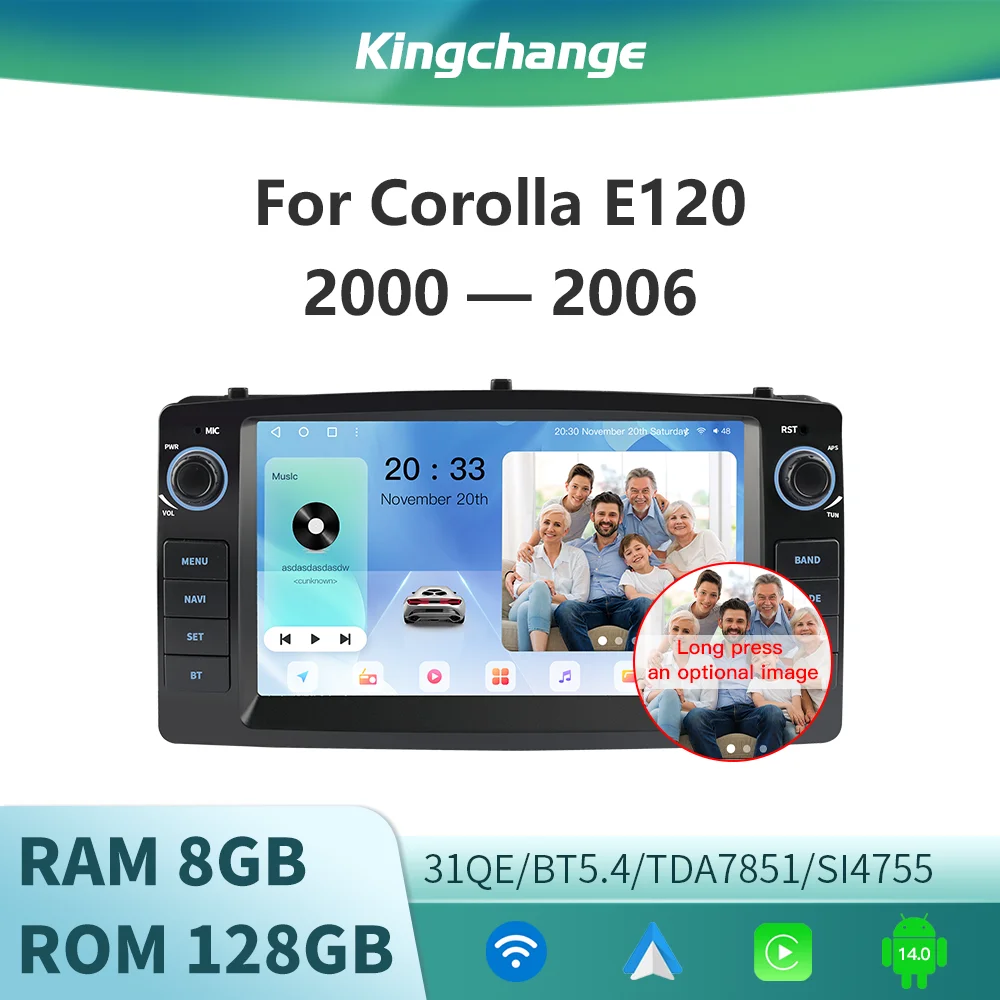 

Kingchange Android 14 7 "2 Din автомобильное мультимедийное радио стерео для Toyota Corolla Altis E120 2000-2006 F3 2003-2020 CarPlay Auto