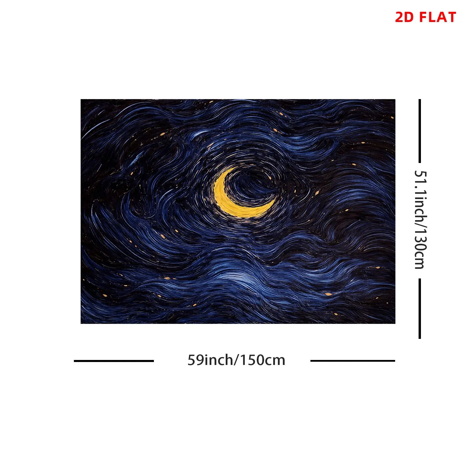 Deep Blue Starry Night Tapestry Galaxy Moon Wall Hanging Celestial Cosmic Abstract Art Canvas Print for Modern Bedroom Decor Liv