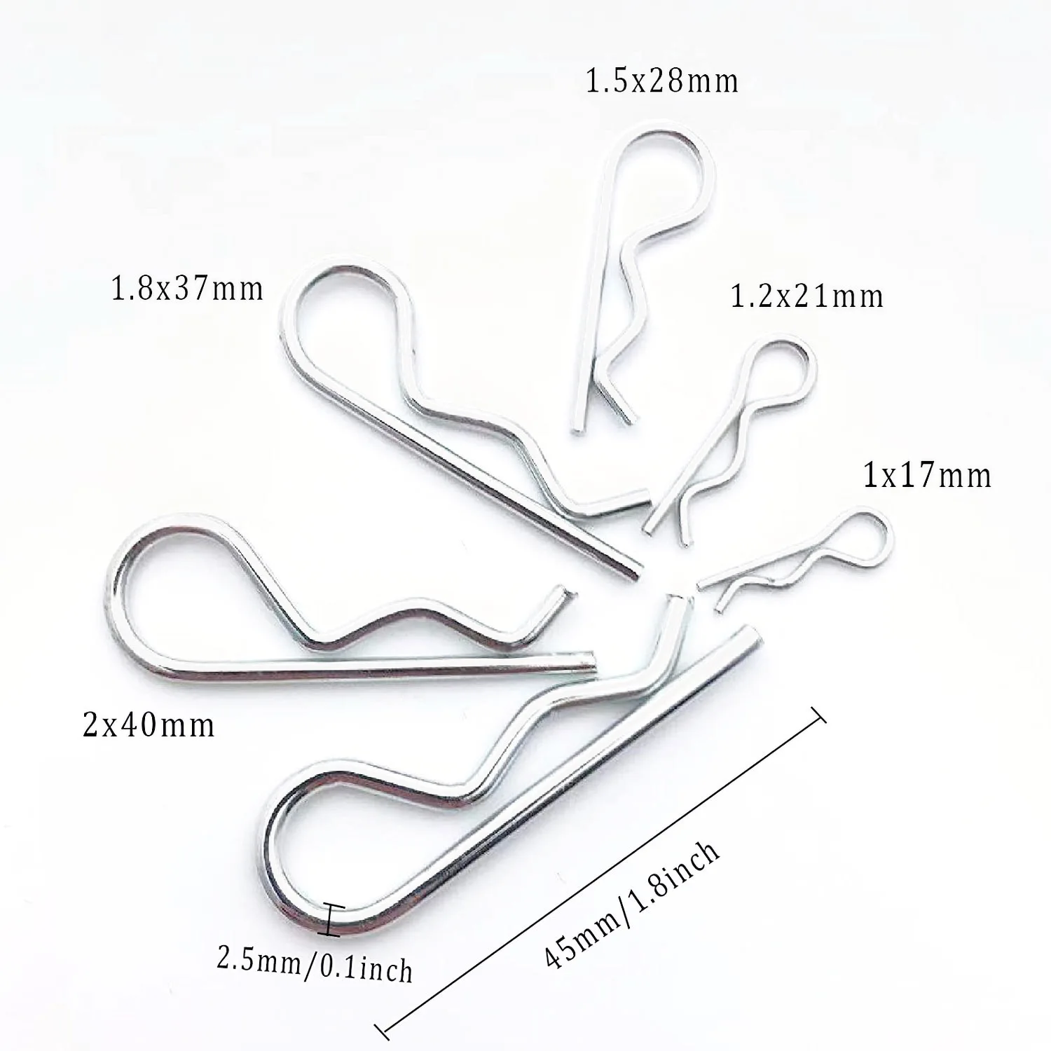 Carbon Steel Galvanized R-type Opener Pin B-type Hairpin Latch 100PCS Plastic Box