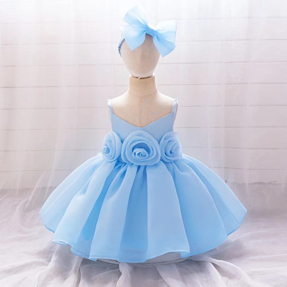 Infant Evening Gown New Year 2024 Cute Flower Mesh Tutu Skirt Spanish Style Dress Halloween Christmas Party 12M 18M 24M 36M