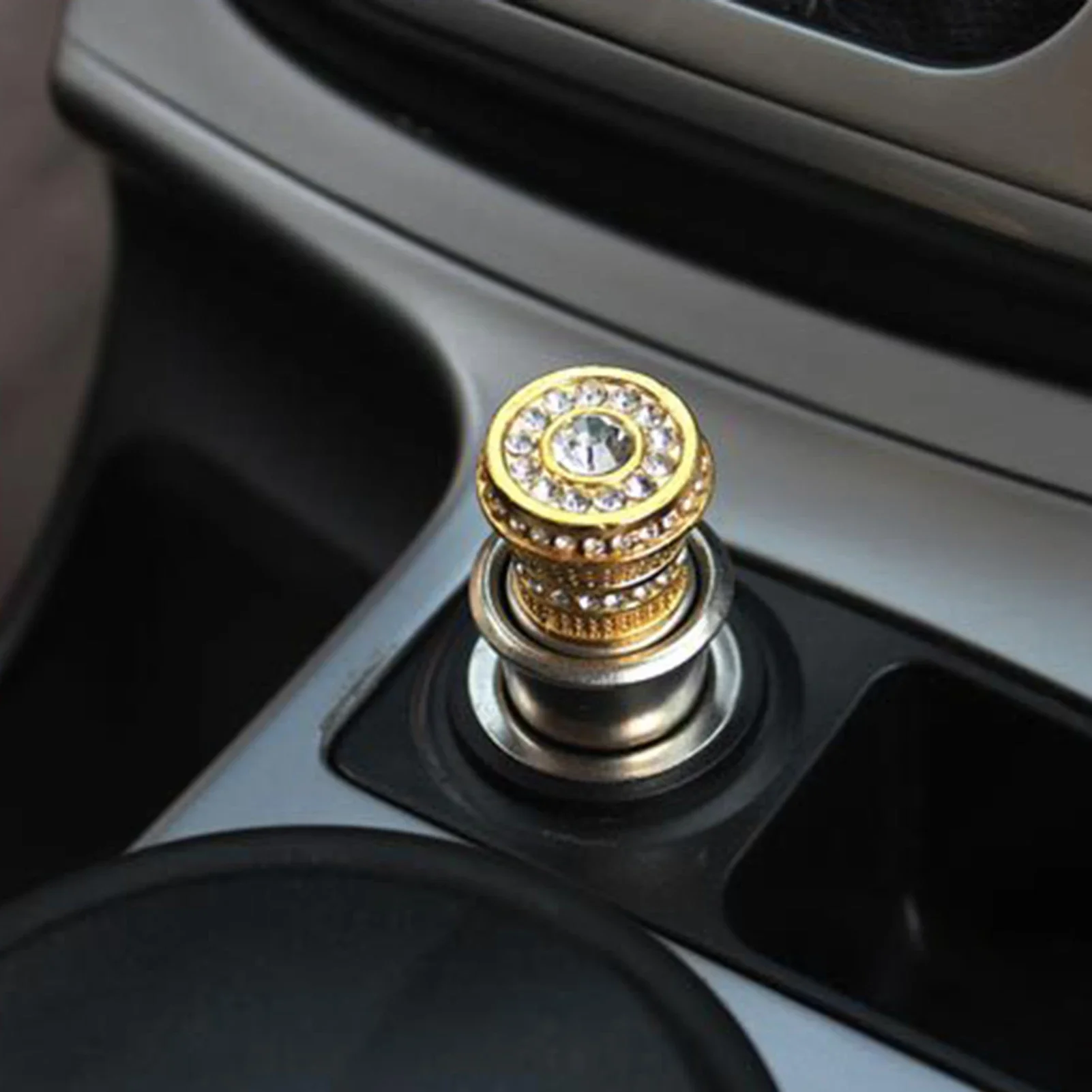 Stylish Bling-Car Power Plug Socket Plug Outlet Power 20mm Universal Faux Crystal Cigarette- Lighter Heater Sparkling Auto Decor