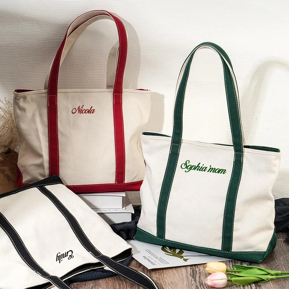 

Custom Tote Bag Bridesmaid Gift Personalized Text Canvas Tote Bag Bride Gift for Her Embroidered Tote Bag Best Friend Gift