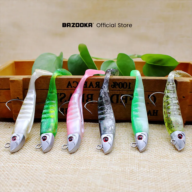 Bazooka Black Minnow Jig Lead Head Fishing Lure Soft Bait Silicone T Tail Wobblers Perch Leurre Jighead Slow Bass Pike Winter