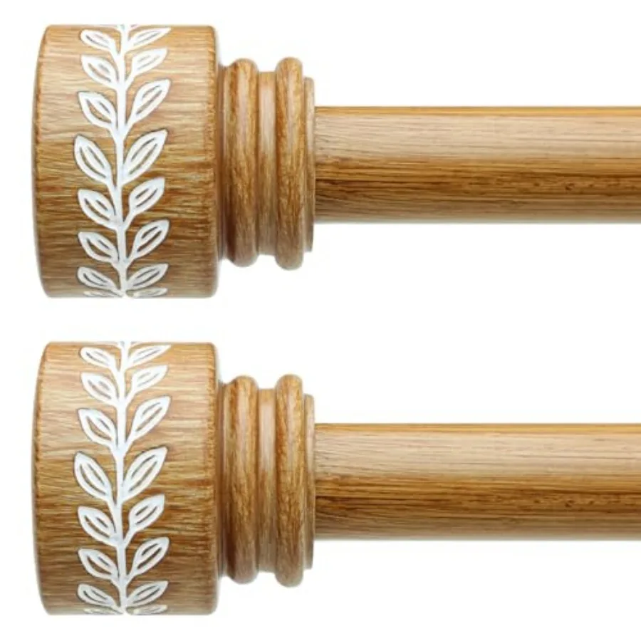 

2 Pack Imitation Grain Curtain Rods for Windows 48 to 84 inch 1" Modern Adjustable Heavy Duty Curtain Rod Boho Decorative Drape