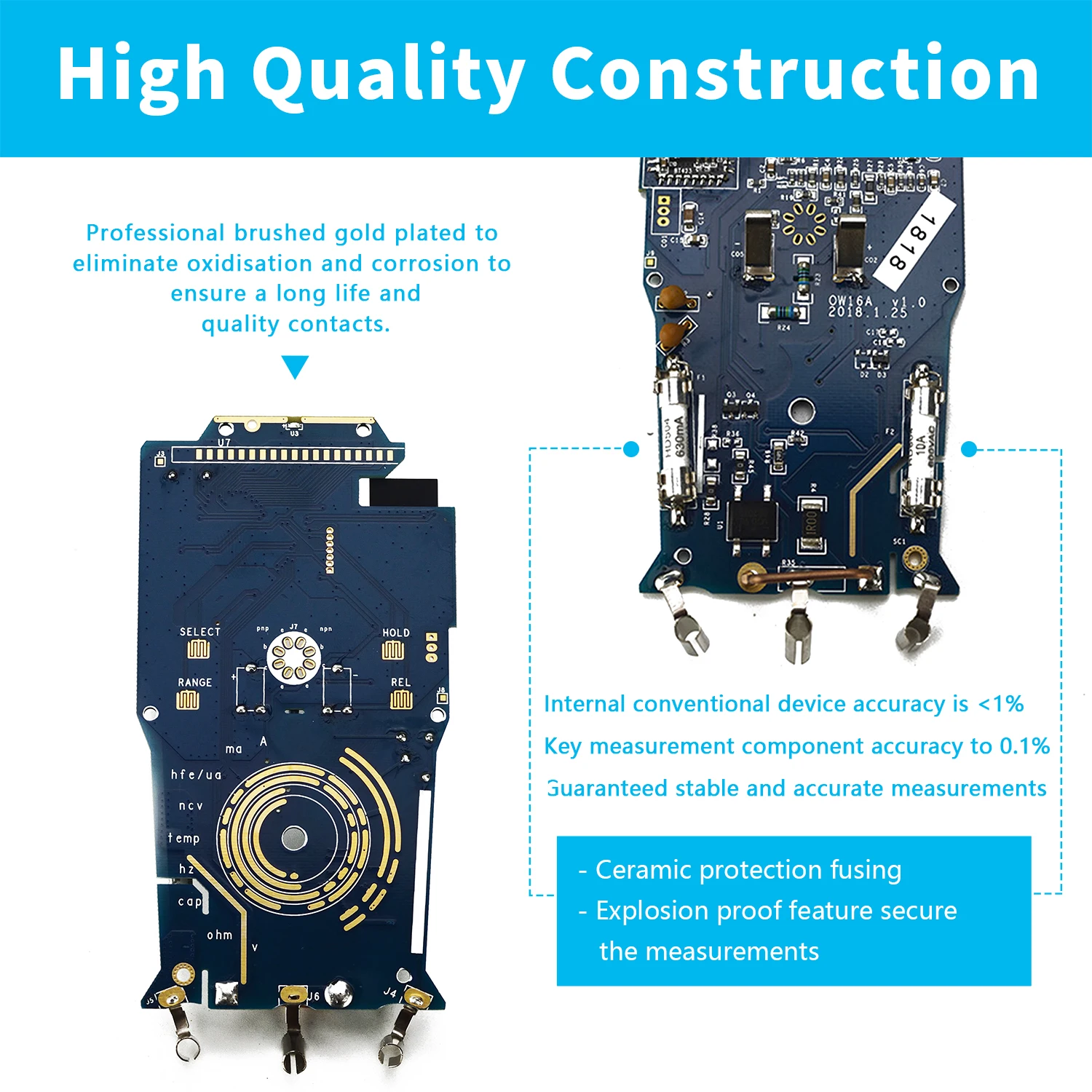 Imagem -03 - Multímetro Digital Multifuncional Owon Ow16b com Bluetooth e Ncv True Rms Teste Mesa de Teste de Tensão Retroiluminada Fácil de Instalar