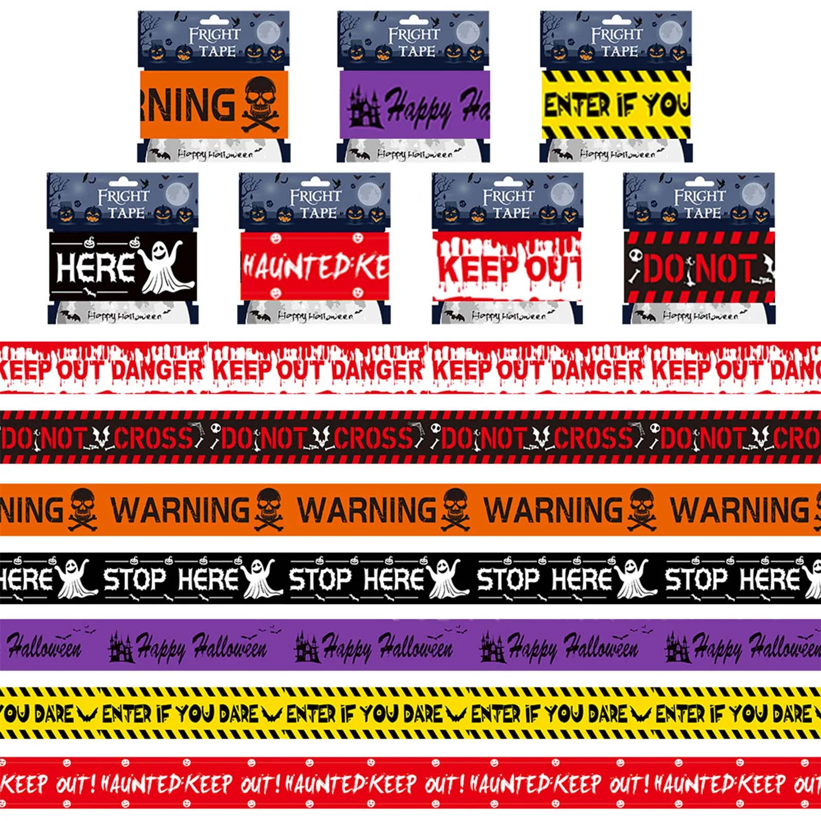 Halloween Warning Tape Signs Halloween Prop Window Party Danger Warning Lline Fright Tape Bundle Halloween Party Decoration 2023