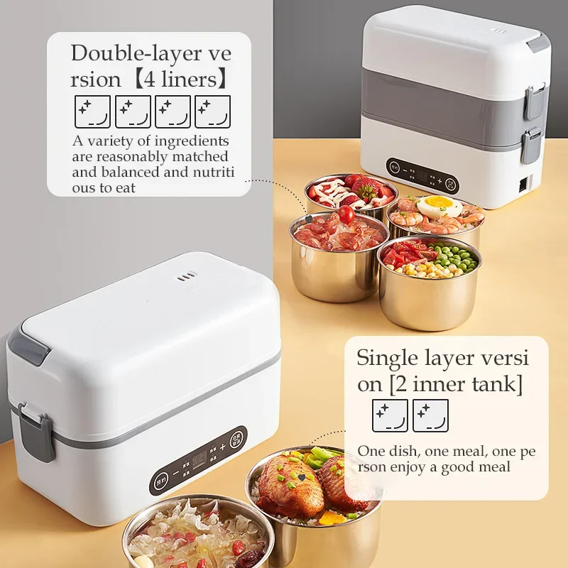 Electric Lunch Box Small Portable Rice Box Cooker Automatic Heating Timing Insulation Mini Office Food Warmer Cooking Machine