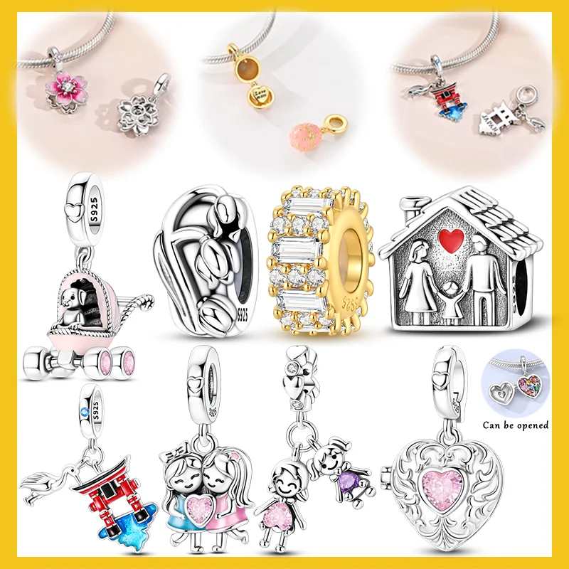 Fit Original Bracelet 925 Sterling Silver Charms Bead CZ Zircon RLove Mom Lily Capsules Pendants DIY Jewelry Gift