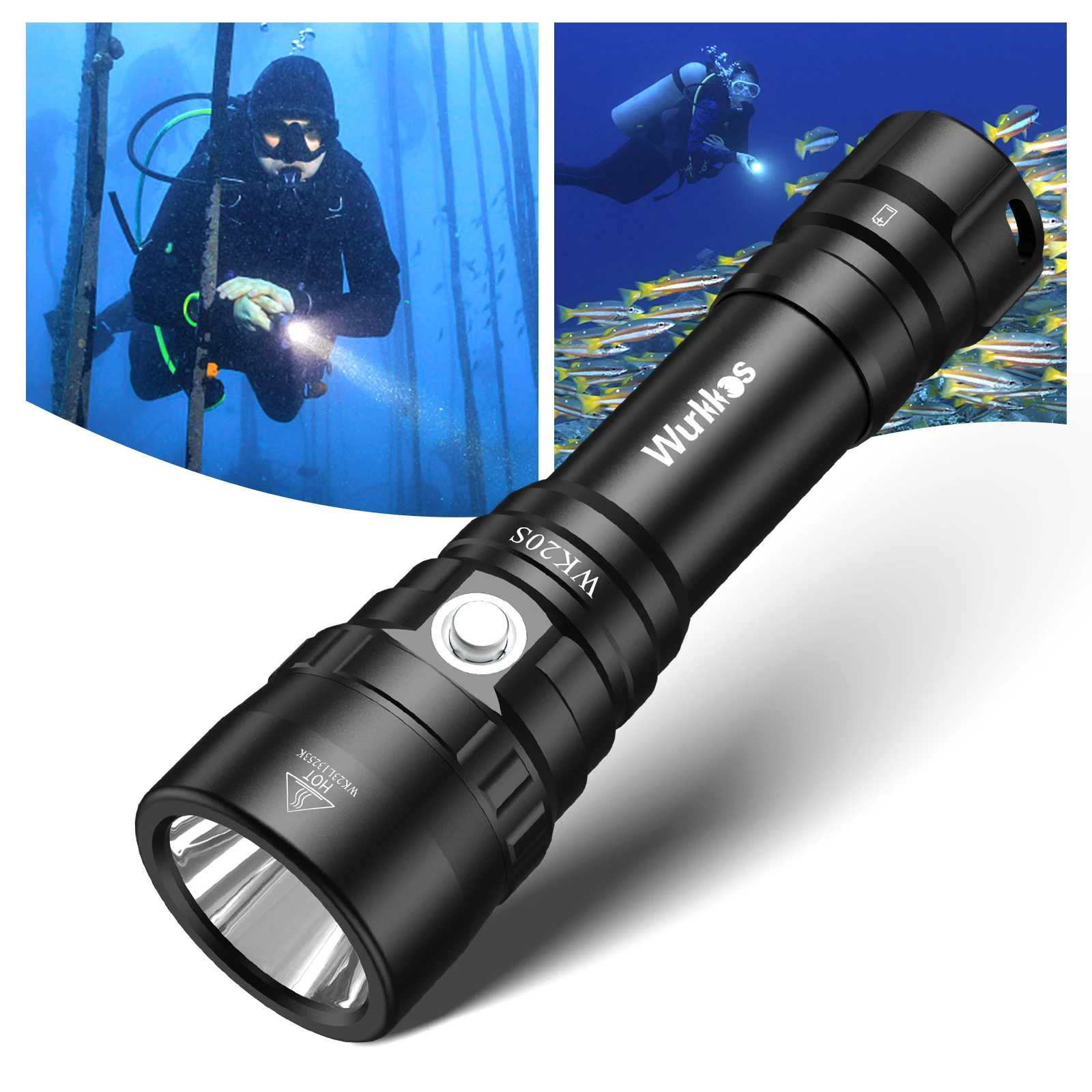 Image of Wurkkos WK20S Hochleistungs-Tauchlampe, IPX8 wasserdicht, wiederaufladbar, bis zu 2000 Lumen, SST40 High-Definition-LED, 4 Modi, Versand aus lokalem Lager