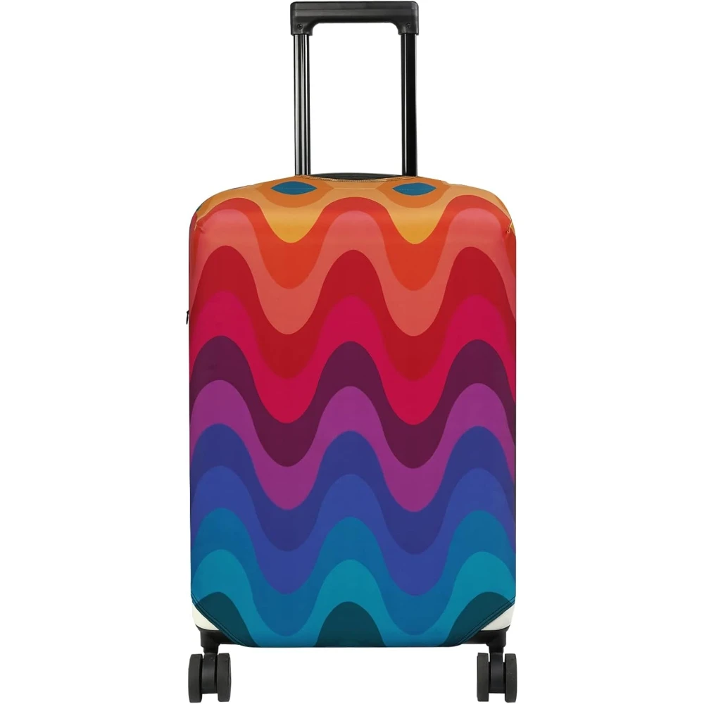 

Моющийся чехол для багажа Rainbow Waves - модная защита для чемодана подходит для чемодана 18-22 дюймов, дорожные аксессуары