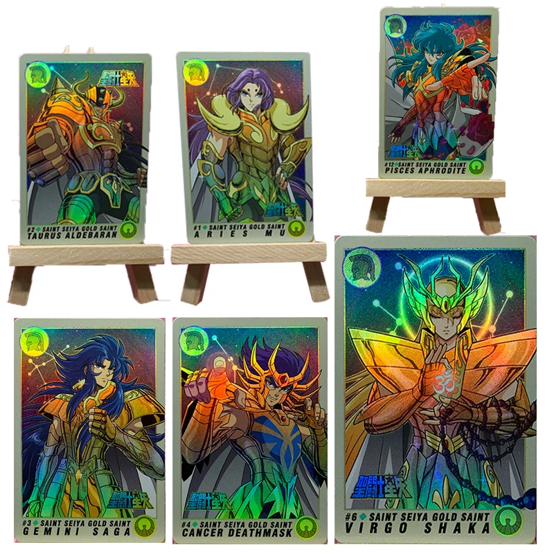 Saint Seiya Aldebaran Death Mask Aiolia Aphrodite Dohko Collectible Card Refraction Glitter Gauze Flash Holiday gifts