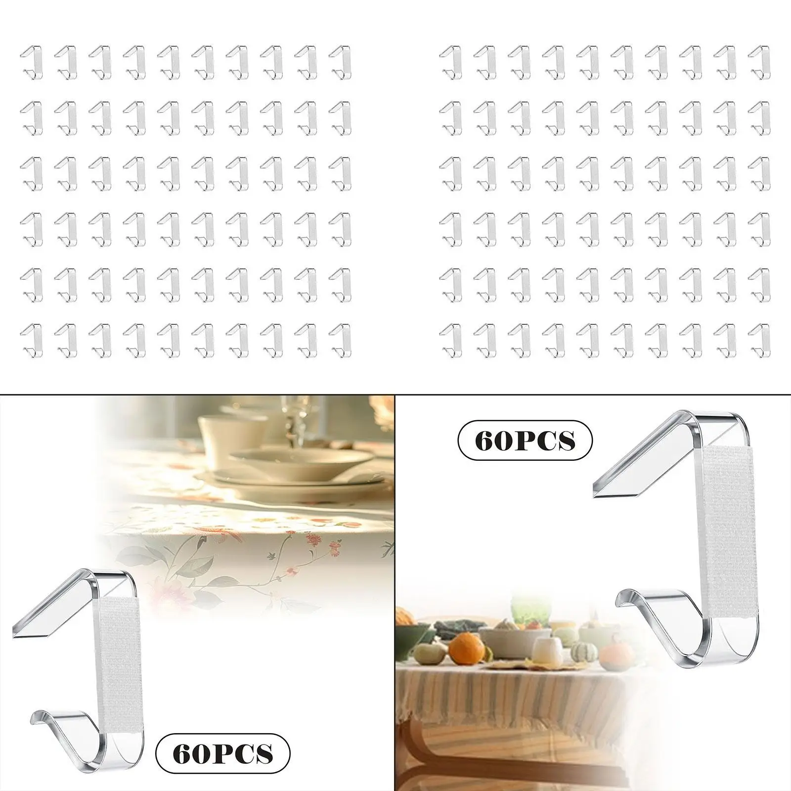 60Pcs Tablecloth Clips Holders Stable Versatile Creative Clear Holder Clips for Camping Banquet Dining Room Indoor Outdoor Party