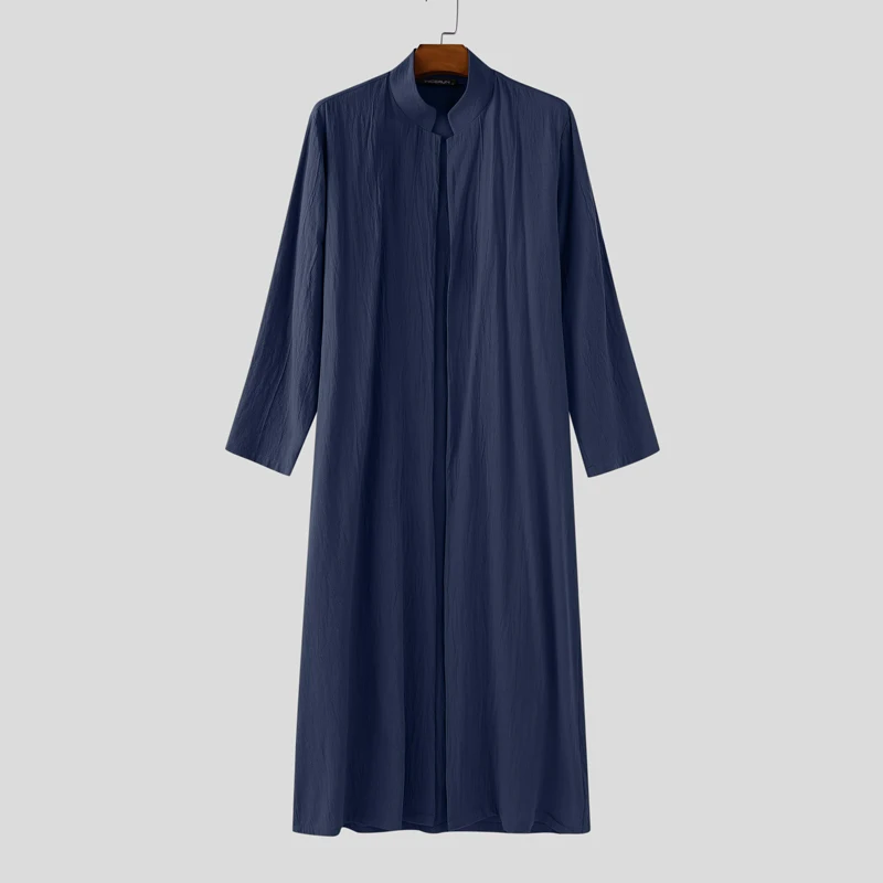 

INCERUN мужской длинный стильный Тренч однотонный воротник-стойка с длинным рукавом мужские тонкие пальто кардиган уличная одежда 2025 модная ветровка