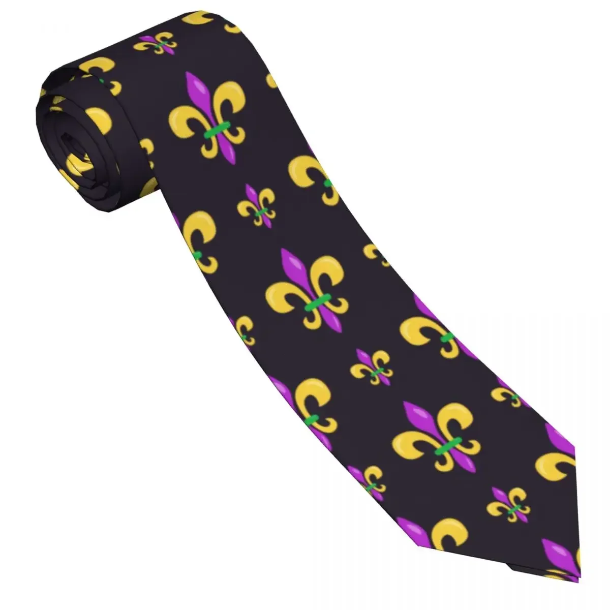 Casual Arrowhead Skinny Fleur De Lis Mardi Gras Background Necktie Slim Tie For Party Formal