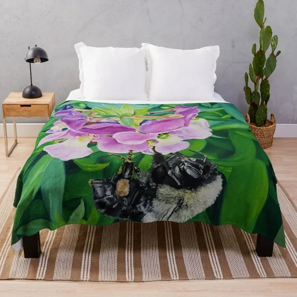 Bee Blossom Throw Blanket Lightweight Cozy Blanket for Bed Sofa