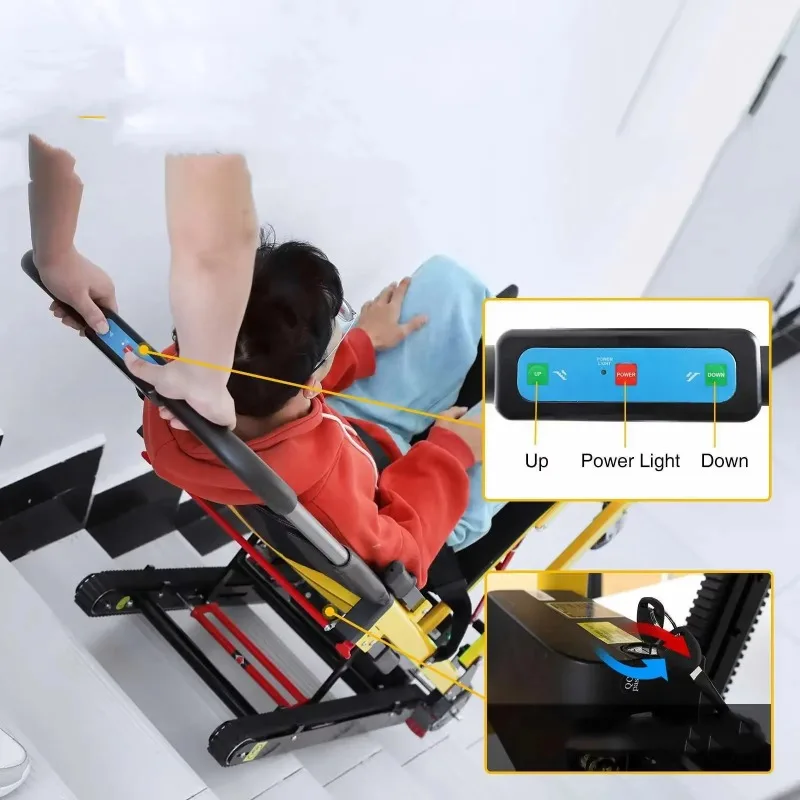 Dragon New Design Folding Electric Stair Climbing Wheelchair Aluminum Alloy 160kg Capacity Rubber Track Stair Climber