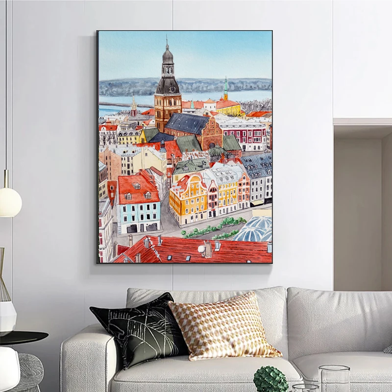 الخريف مابل ليف الملصقات والمطبوعات ، العمارة الحضرية المشهد ، قماش اللوحة ، جدار الفن صور ، شريط المنزل و غرفة الديكور #3