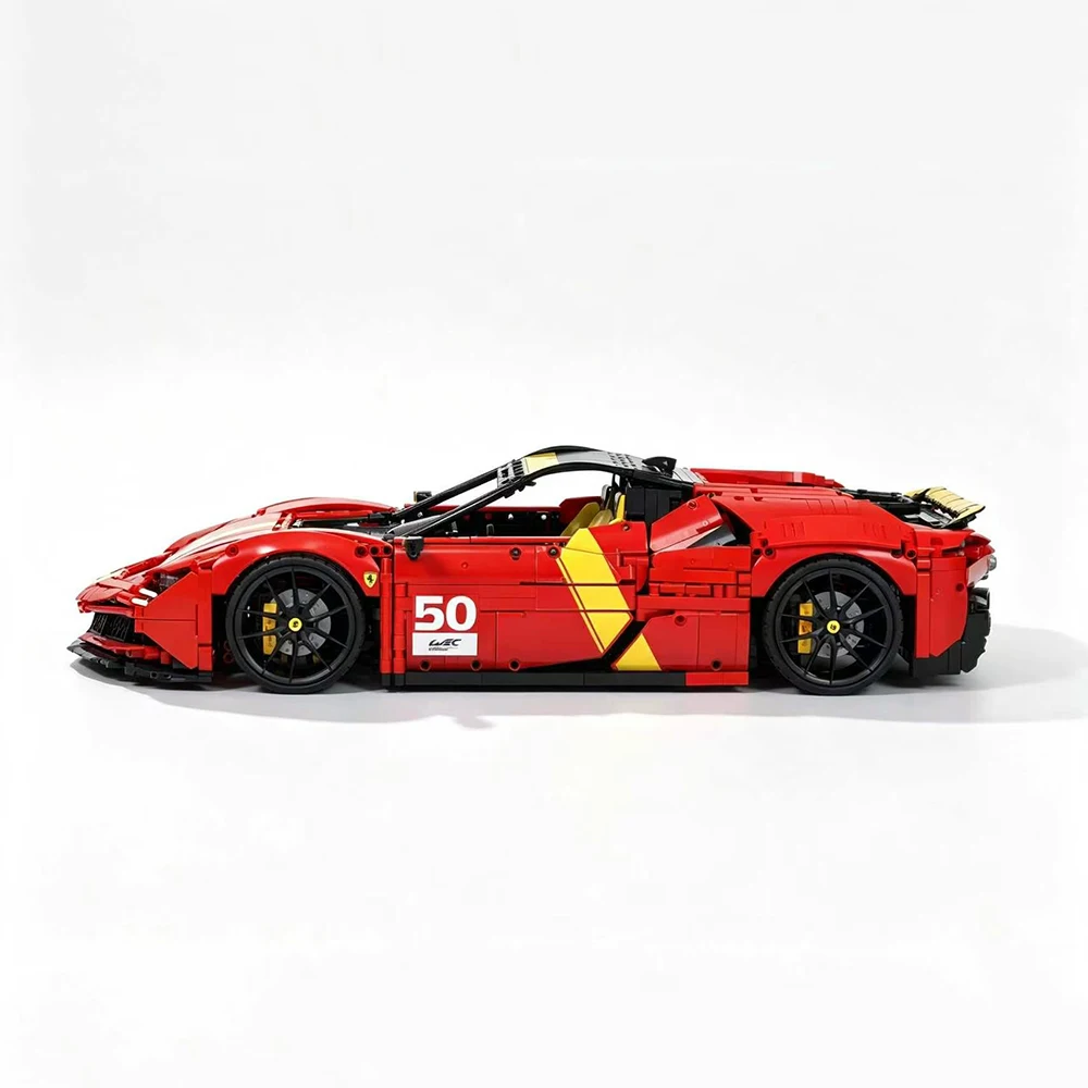 Customized Sticker Version Technical 1:8 SF90 Supercar Building Blocks Desktop Ornament Car Fans Collectible Toy Holiday Gifts