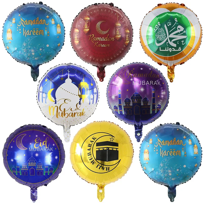 10Pcs 18 Inch Eid Ramadan Mubarak Foil Balloons Decoration Eid Mubarak Vector Islam Ramadan Kareem Helium Balloon Party Globos