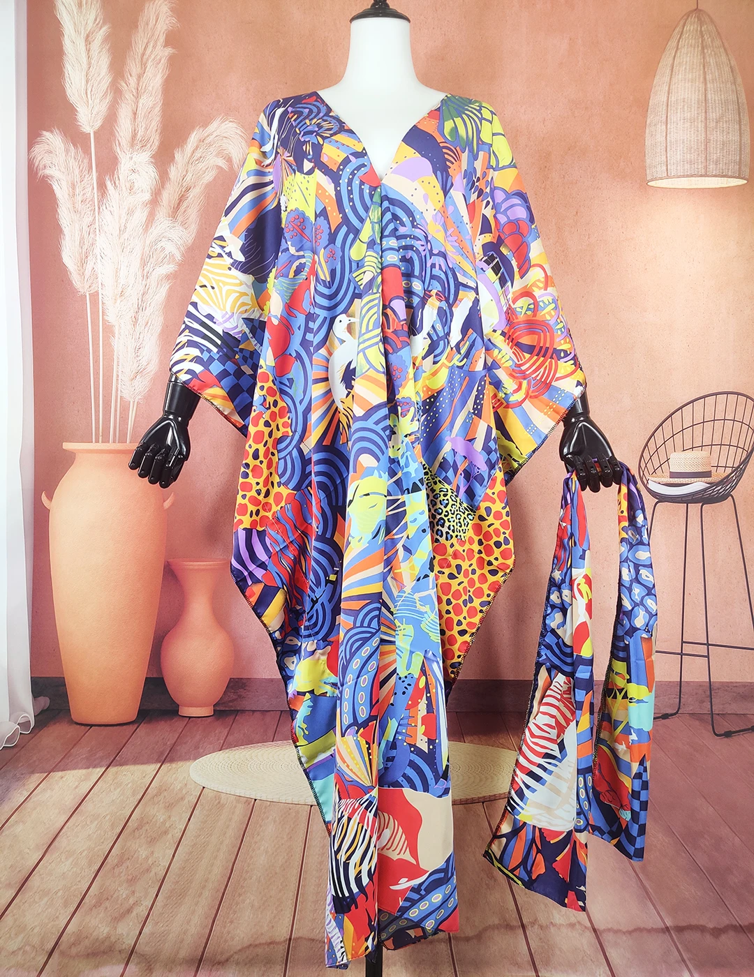 Summer African Women Elegant Printed Streetwear Loose Abaya Bohomian Boubou Turkey Women Oufit Kaftan Dress For Holiday