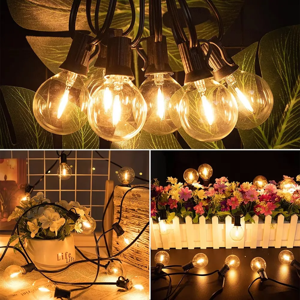 G40 Outdoor String Light EU US Plug 220V 110V Led Bulb Dimmable IP44 Waterproof Home Patio Decor Outdoor String Lights Christmas