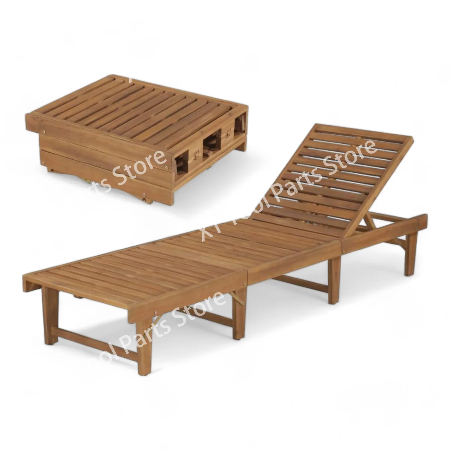 

Foldable wooden sunbed with adjustable backrest 200x65x35cm solid teak sun lounger for camping in garden park furniture