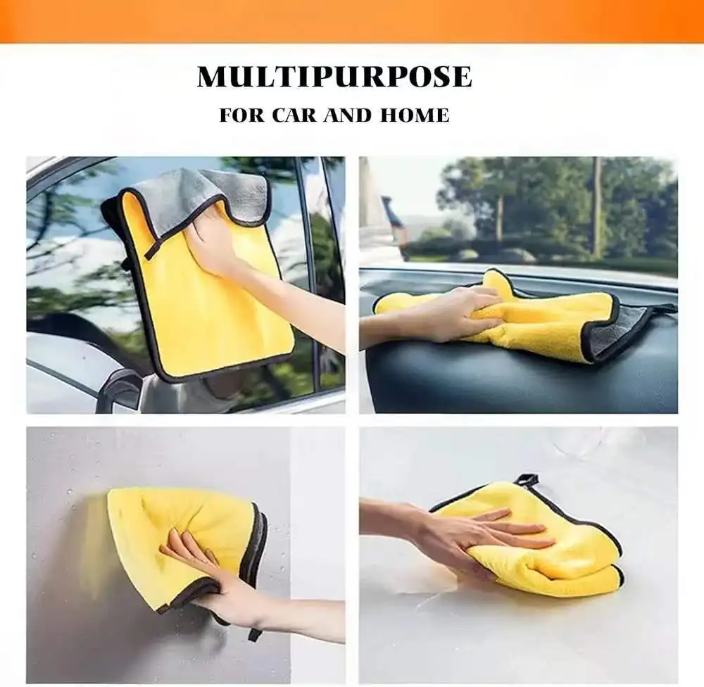 1/2/6pcs Microfiber Cleaning Towel Thick Super Absorbent Double Layer Lint Free Anti Scratch Car Motorcycle Wash Cloth Maintenan