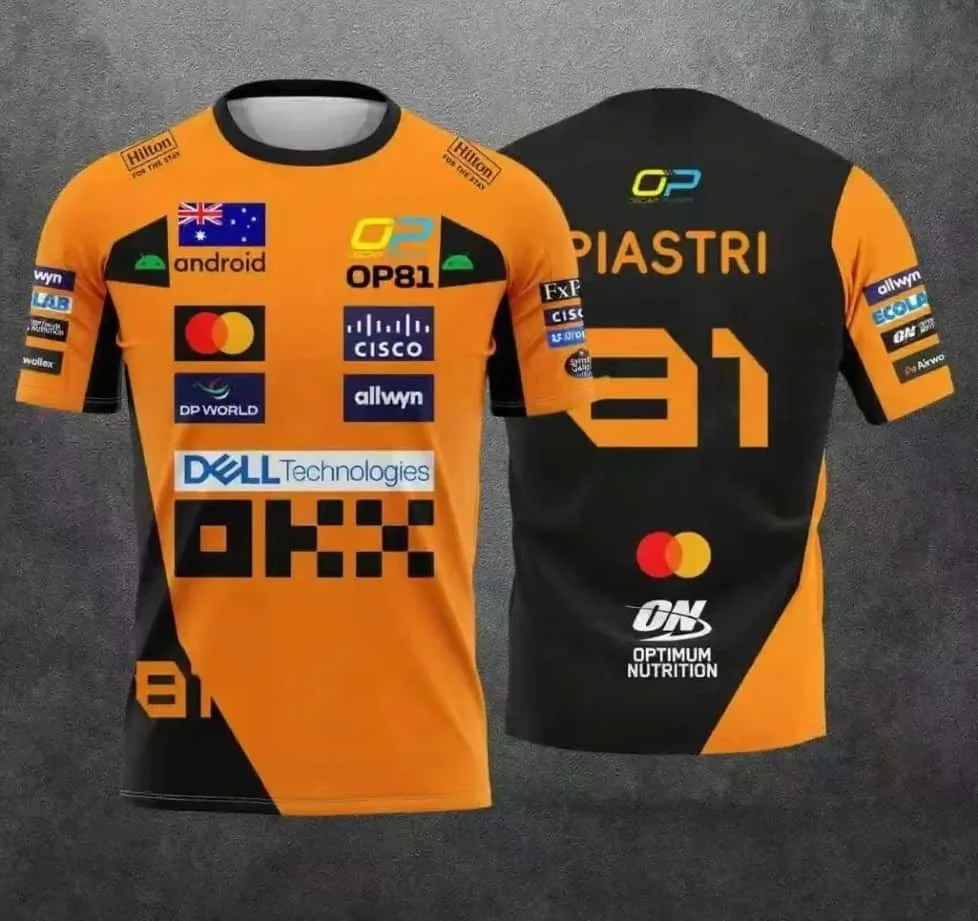 McLaren Lando Norris Racing Suit Style T-Shirt No.4/81 Quick Drying Breathable Classic Design for F1 Fans for Daily Outdoor Use