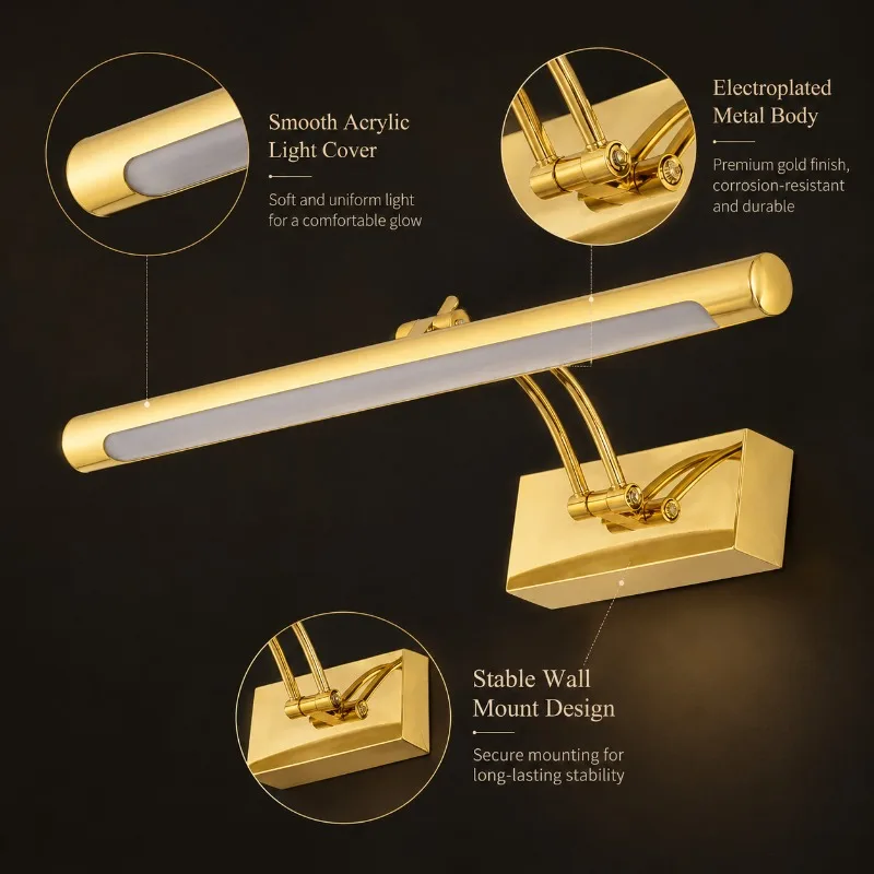 40cm 55cm 70cm Vintage LED Vanity Mirror Light Antique Brass Wall Lamp for Bathroom Mirror Cabinet Makeup Home Mirror Light view 3