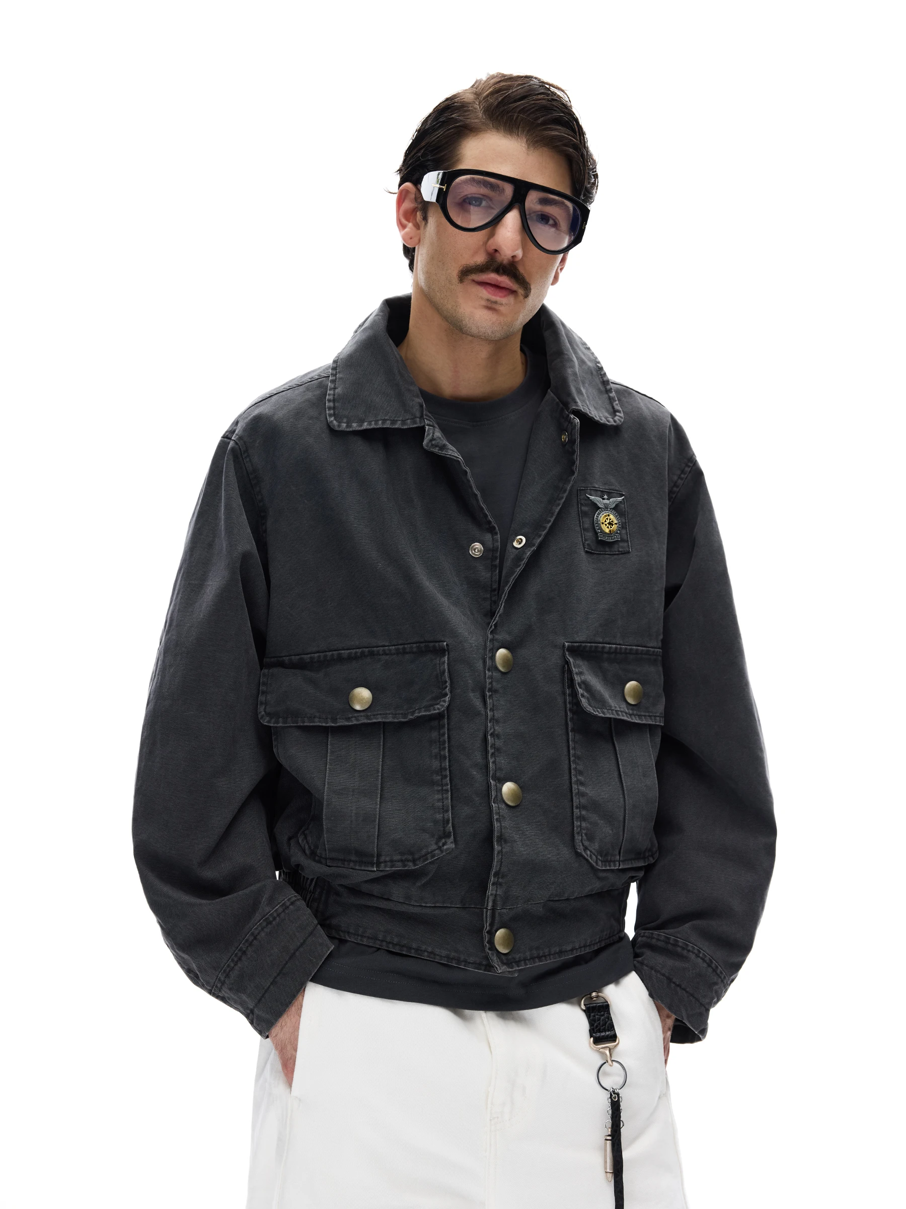 

MADWITCH American Barn Sle Metal Bae Work Jaet Loose Casual Haome Design Sense Outerwear for Men And Women