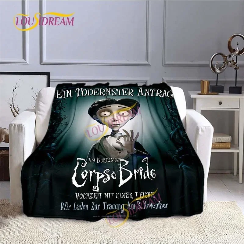 فيلم الرسوم المتحركة تيم بيرتون جثة العروس الحب بطانية المفرش منقوشة السجاد المفرش أريكة المنزل بطانية دافئة بطانية أطفال #2