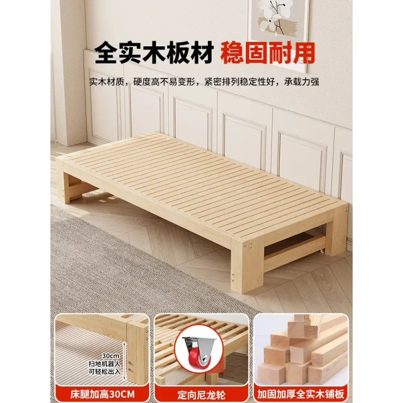 All solid wood pull-out bed telescopic bed multi-functional folding sofa bed dual-purpose small apartment simple tatami