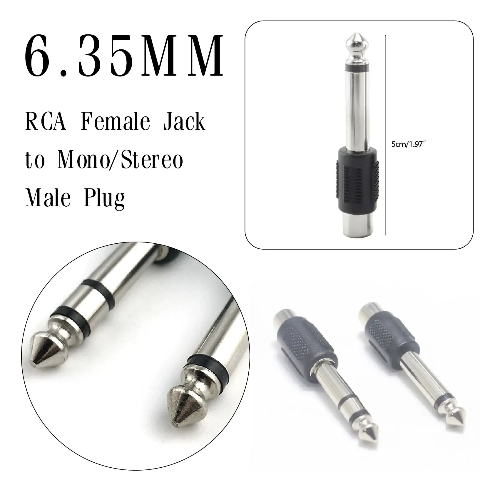 

RCA To 1/4" 6.35mm Mono Adapter Gold Plated Connectors for Converting Audio Signals Equipment