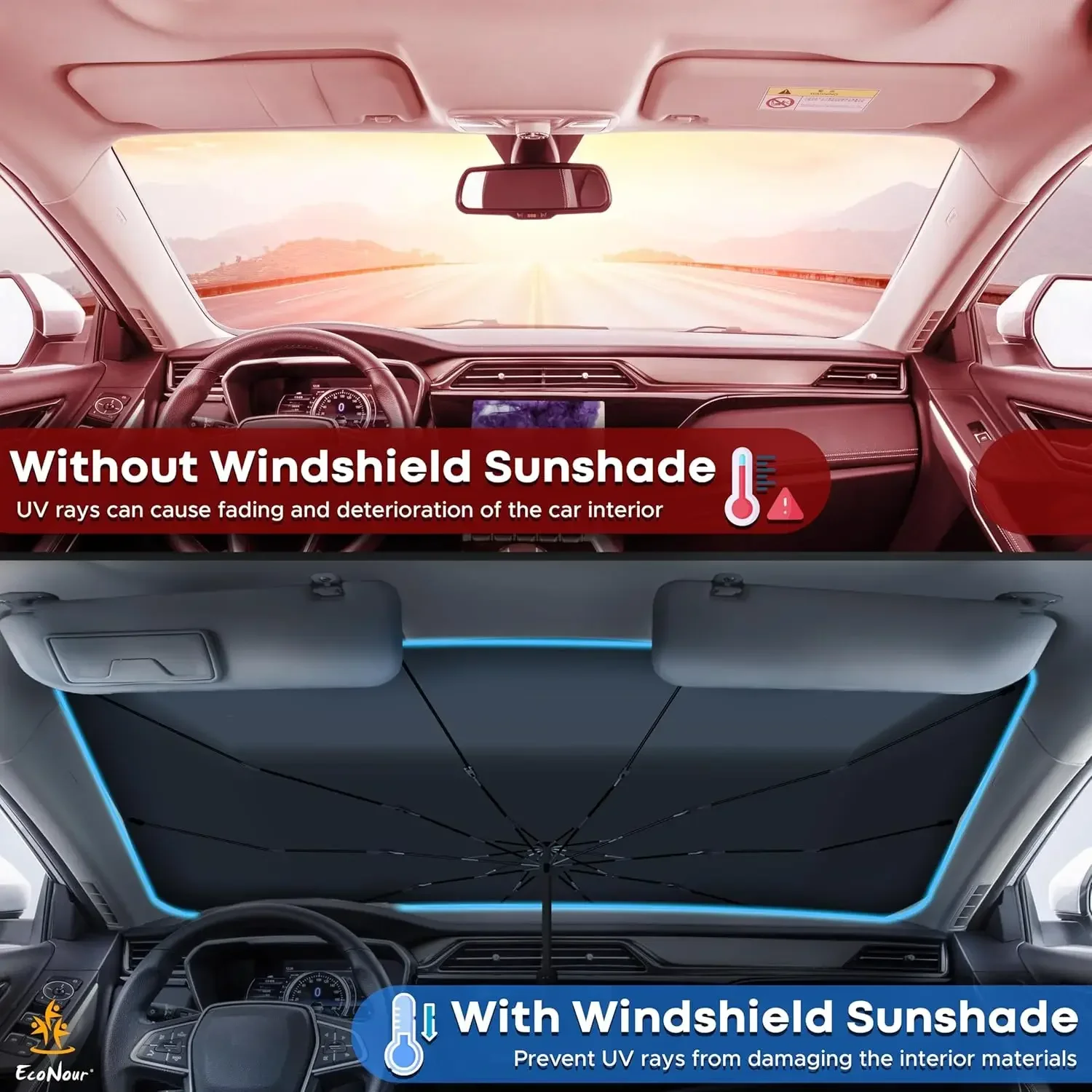 Car Windshield Sun Shade Umbrella Foldable Car Umbrella Sunshade Cover UV Block Car Front Window Heat Insulation Protection