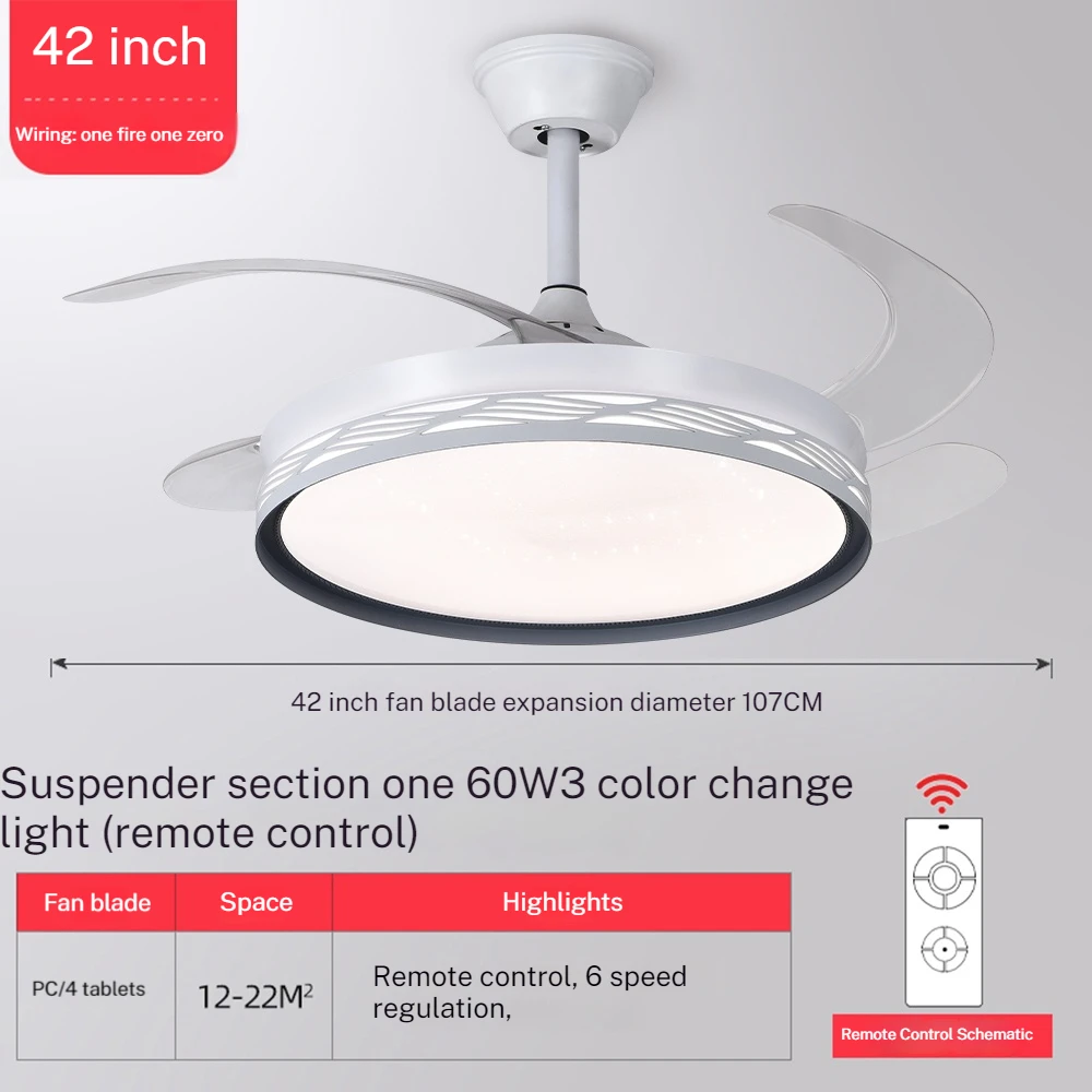 ceiling fan with light 42 inch Led ceiling lamp 110V 220V 3colours changing light super silent fans for room with remote control