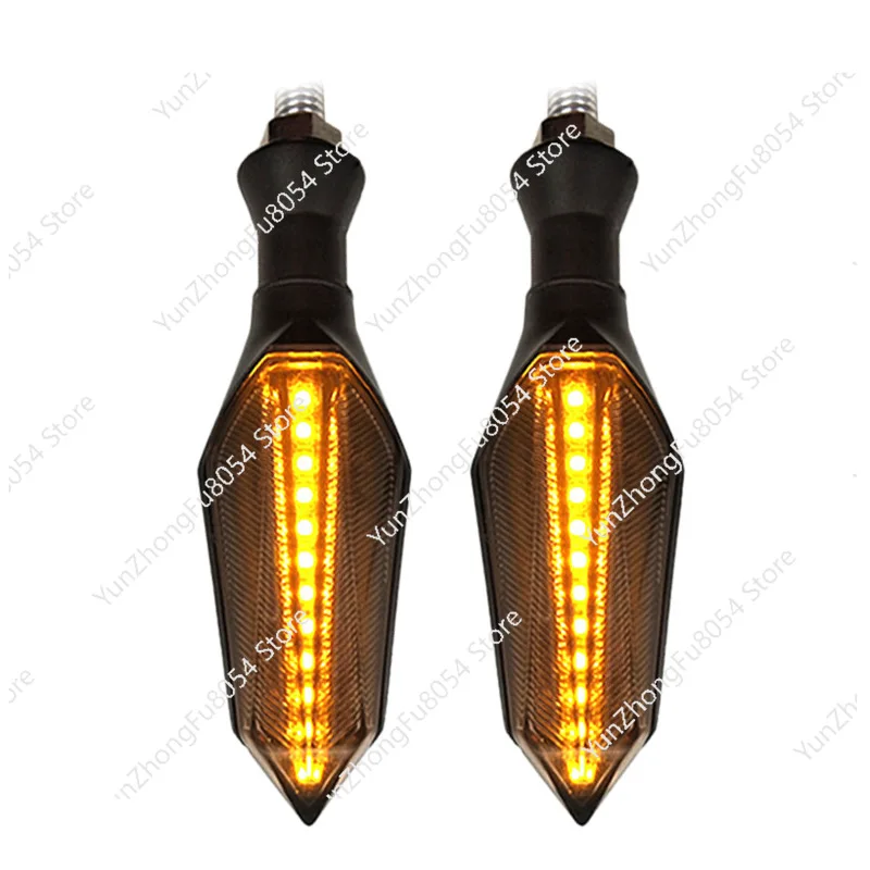 2Pcs LED 12v Motorcycle Blue Light Arrow Turning Signal Light Yellow Light Flowing Water Turning Motorcycle Universal