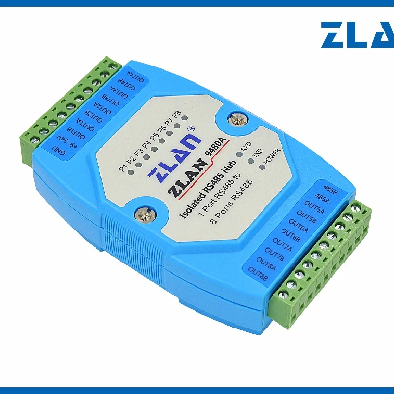 ZLAN9480A RS485 HUB to 8 channels RS485 industrial isolation relay extension repeater