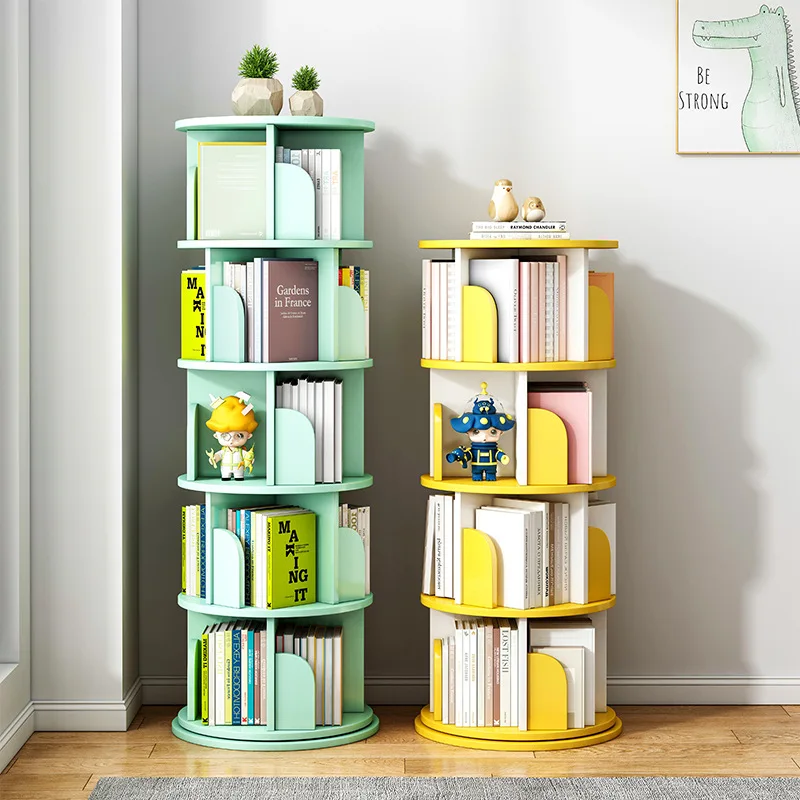 

Rotating bookshelf floor 360 degrees simple student living room storage picture book shelf household bedroom simple