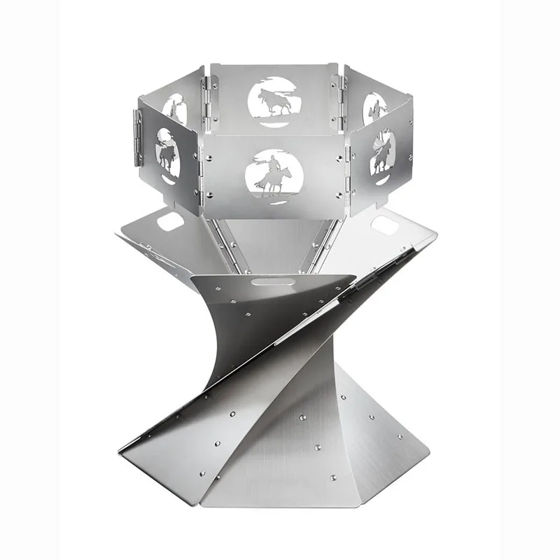 

Outdoor BBQ Grill, Fenced Stainless Steel BBQ Charcoal Grill, Outdoor Folding