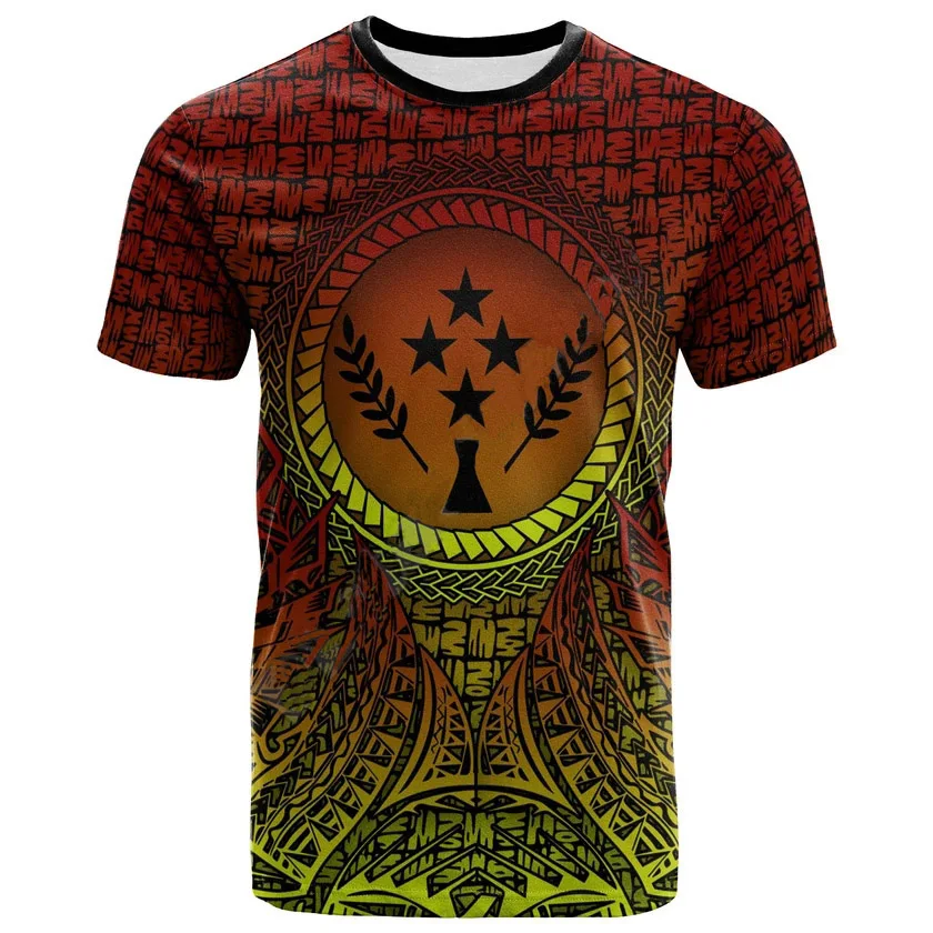 Pohnpei Polynesian Culture Tribal Island Retro Tattoo 3d Printing Men's And Women's Summer Streetwear Short-sleeved T-shirt