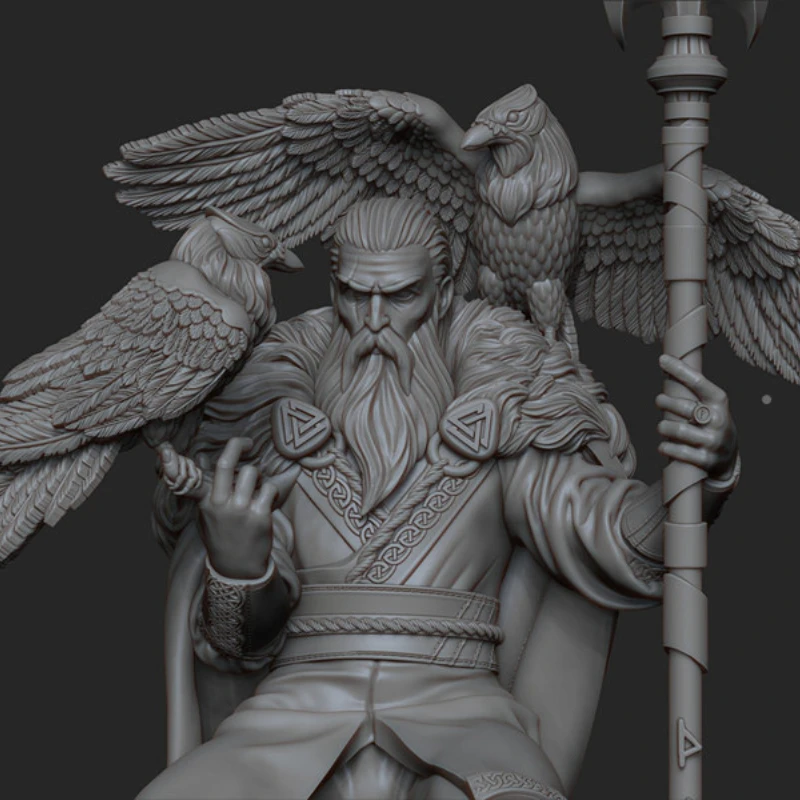 God's leader Odin 1/24 scale full height 88mm sitting figure static statue miniature mini toy diorama unassembled and unpainted