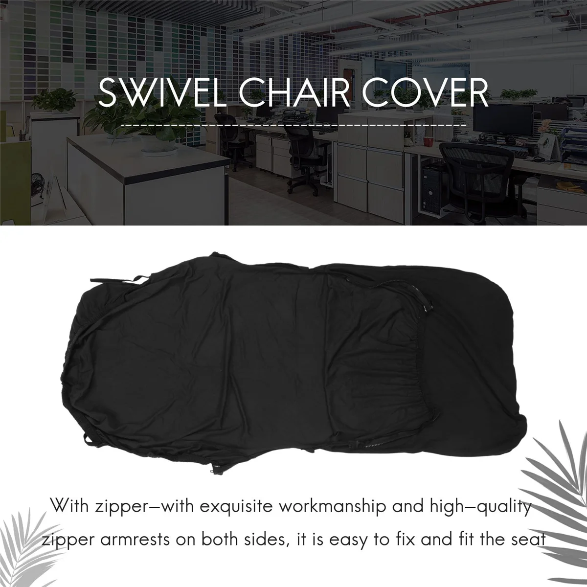 Office Chair Cover Elastic Siamese Office Chair Cover Swivel Chair Computer Armchair Protective Cover(Black)