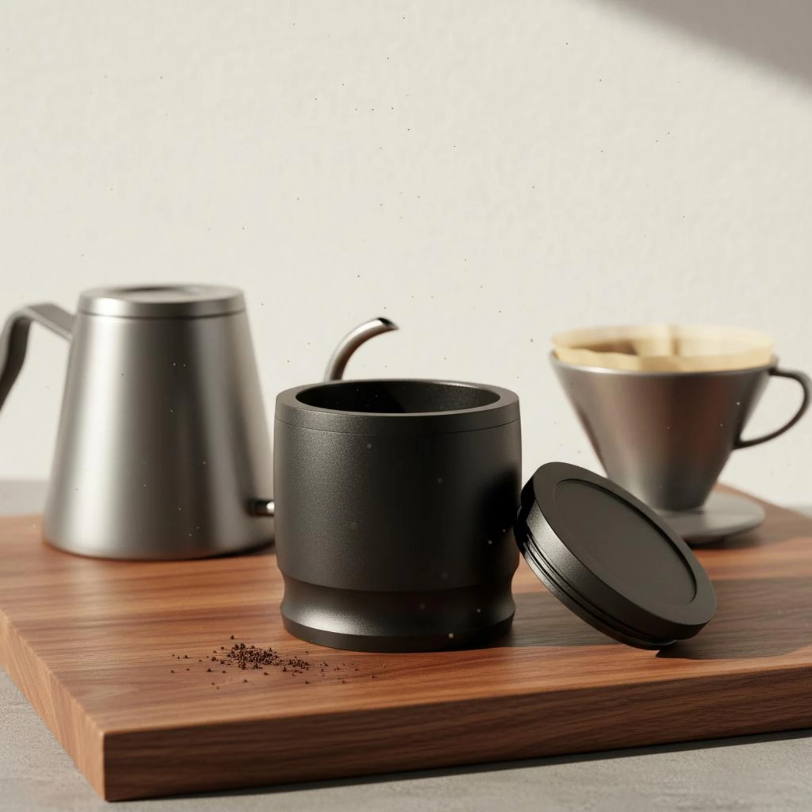 Portafilter Dosing Container With Lid 58mm Coffee Dosing Container Kitchen Gadget Prevents Mess Wide Mouth Design for Baristas