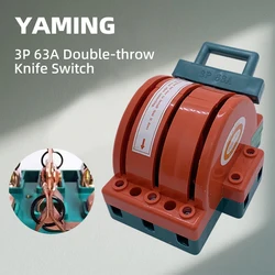 Knife Switch Double Throw Power Supply Two-way Transformation 3P 63A Copper Manual Changeover 380V