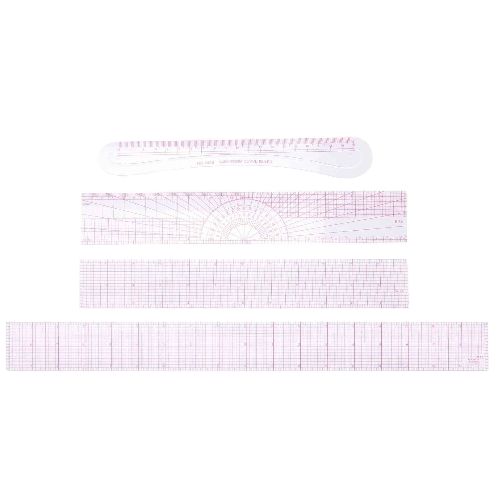 

4 Pcs Cutting Ruler Slotted Quilting Hot Hem for Sewing Clear Rulers and Guides Fabric Curve