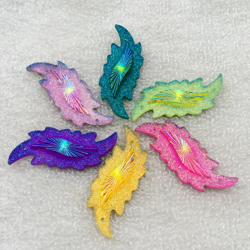 ผสม 40 ชิ้น S รูปร่าง Rhinestones เสื้อผ้าอุปกรณ์เสริมใช้ในงานแต่งงานรองเท้า patch art ของเล่นหมวก 18*47 มิลลิเมตร 2 หลุม