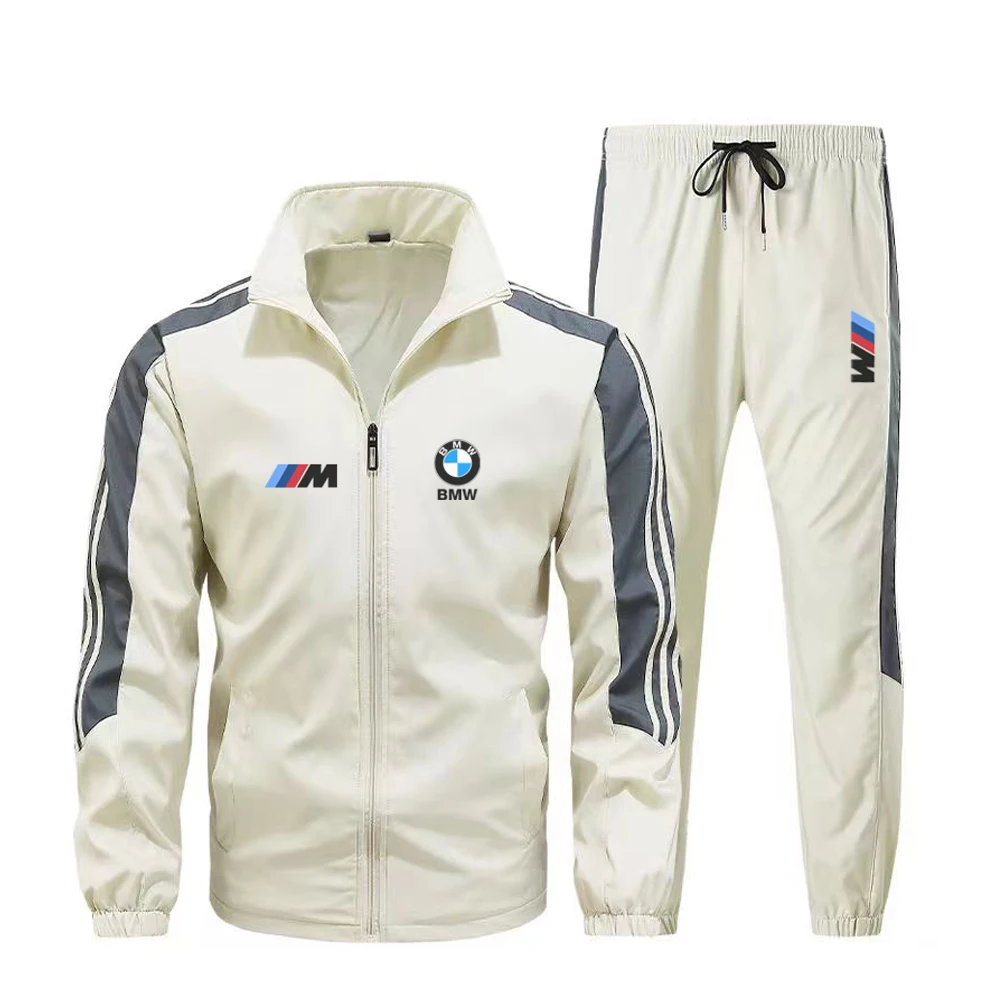 2024 autumn BMW zipper cardigan casual sports set, fashionable and versatile two-piece set, trendy brand set