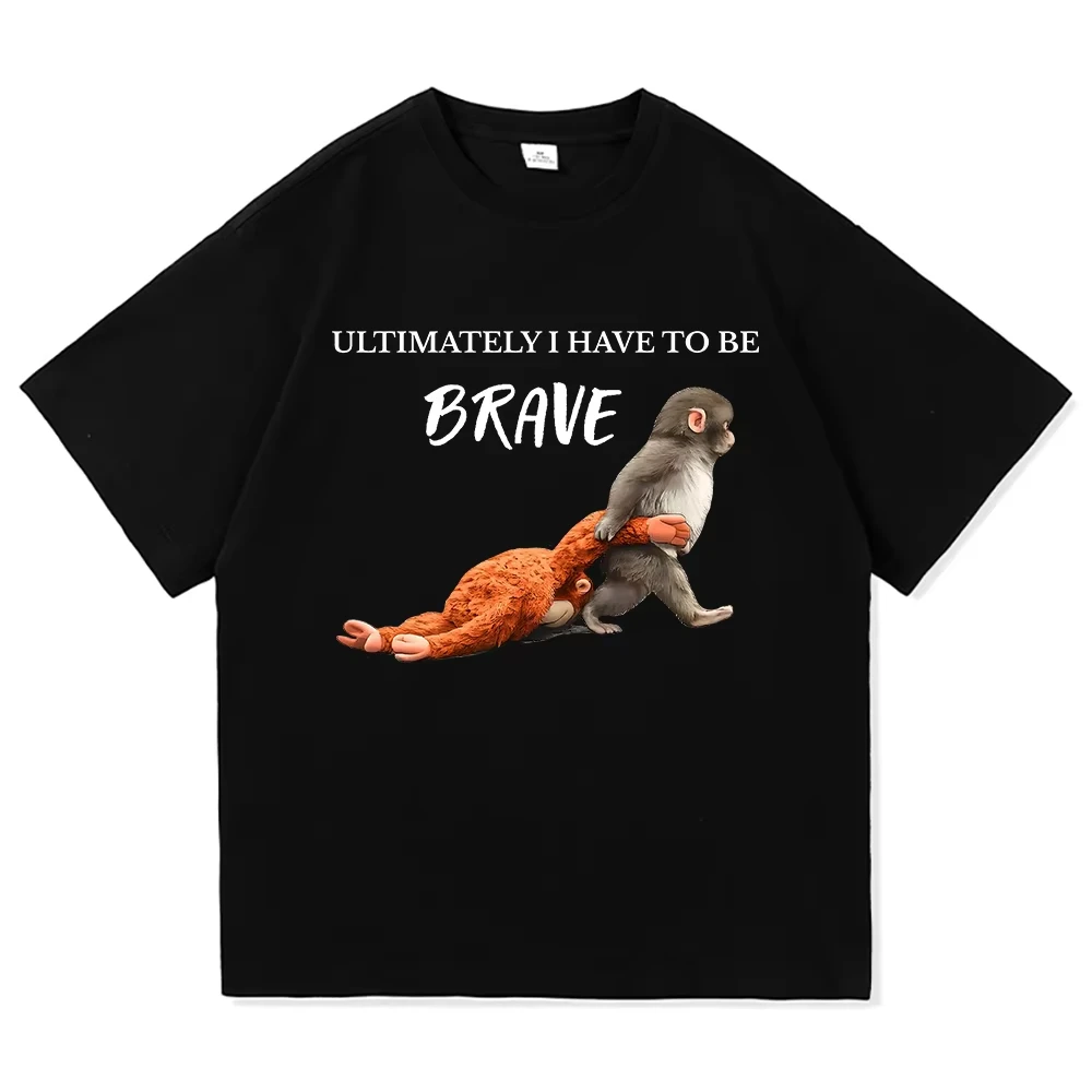 Monkey Punch Shirt Baby Monkey Holding Plush Toy 2026 Men/women Clothing Harajuku High Quality Tops Cotton TShirts Vintage Tops