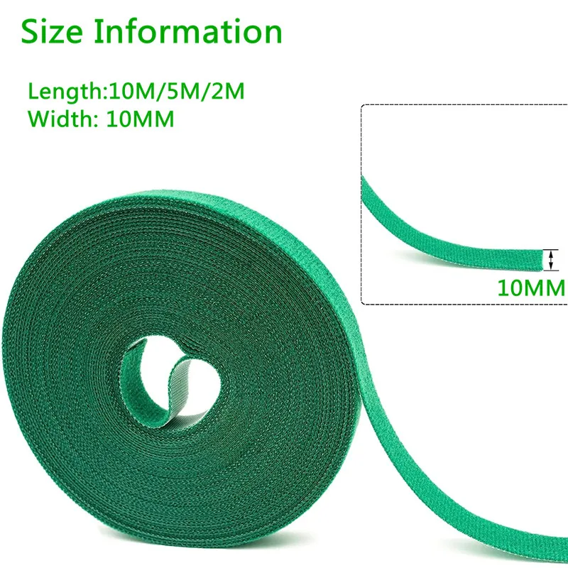 Green Garden Twine Plant Ties, Nylon Hook Loop, Gancho de Jardim, Envoltório de Bambu, Acessórios de Suporte, 10m, 5m, 2m