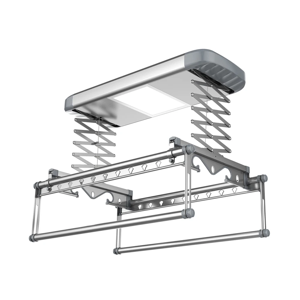 

Electric metal ceiling aluminum installation hanging clothes drying rack with led light